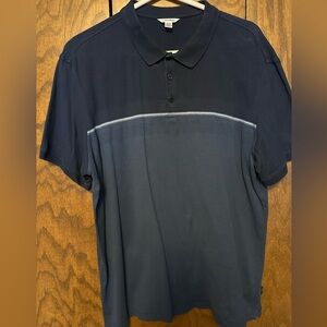 BUNDLE 4/$30 VGUC MENS XL CALVIN KLEIN COLLARED SHORT SLEEVE TSHIRT IN BLUES